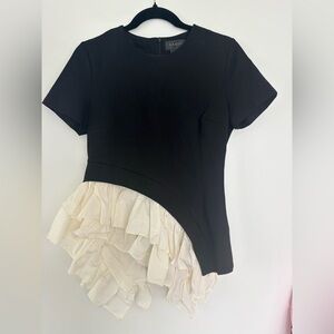 Gracia Black and Cream Ruffle Blouse